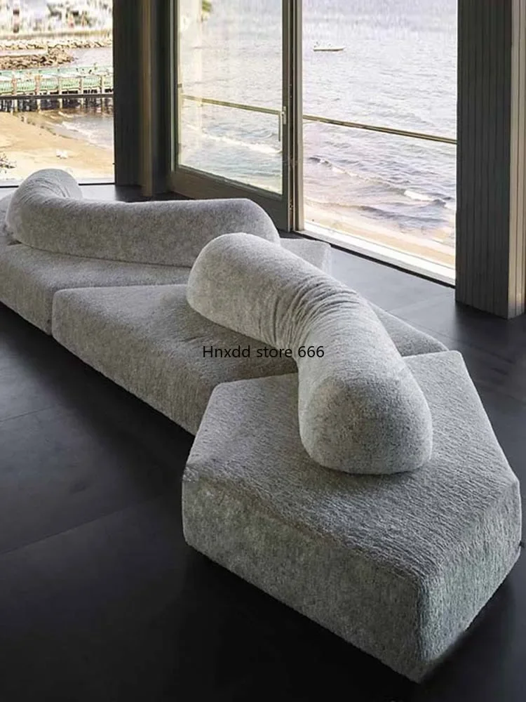 Rock fabric sofa villa living room module combination large living room special-shaped flat sofa