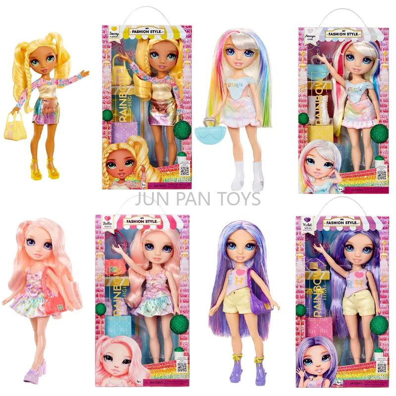 Muñeca Original Rainbow High My Fashion Style Amaya Bella Sunny Violet con Cabello Rosa de 11 Pulgadas, Juguete con Atuendo Elegante y Bolso Moderno