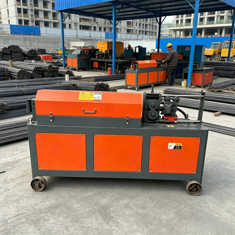 For Rebar Workshop: 9kW Automatic Straightener Cutter, 80mm Cylinder, 25 Gear Pump, 8m Feeder, for 10-12mm Deformed Steel