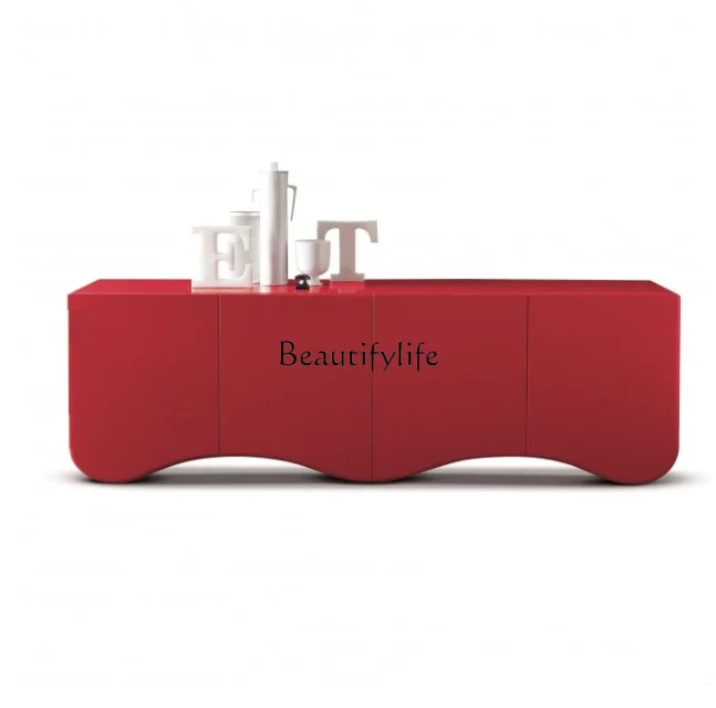 

Red Sideboard Special-Shaped Design Arc Side Model Room Paint Living Room Cabinet