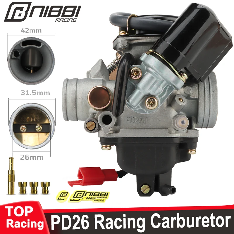 

NIBBI PD26mm Carburetor PD26J Carb with Metal Drain Valve For Suzuki AN 125CC 150CC Scooter GY6 Engine Honda Motorcycle Parts