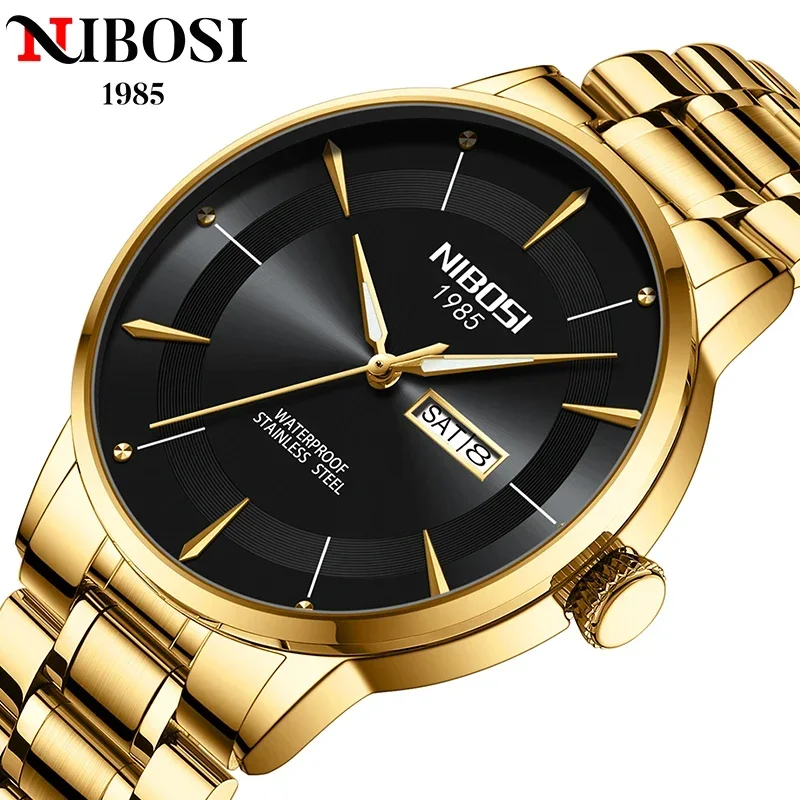 NIBOSI 2024 Reloj Hombre Men Watches Top Brand Luxury Men Wristwatches Stainless Steel Waterproof  Male Clock Gift Quartz Watch