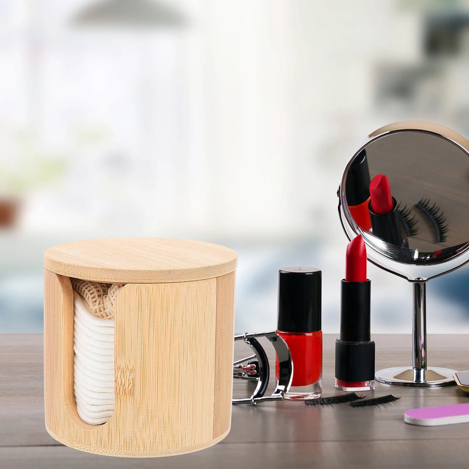 1 ensemble de tampons démaquillants en bambou réutilisables, bouffantes rondes pour le lavage du visage, outil de soins de la peau doux, ronds en coton pour Salon de maison, tampons cosmétiques