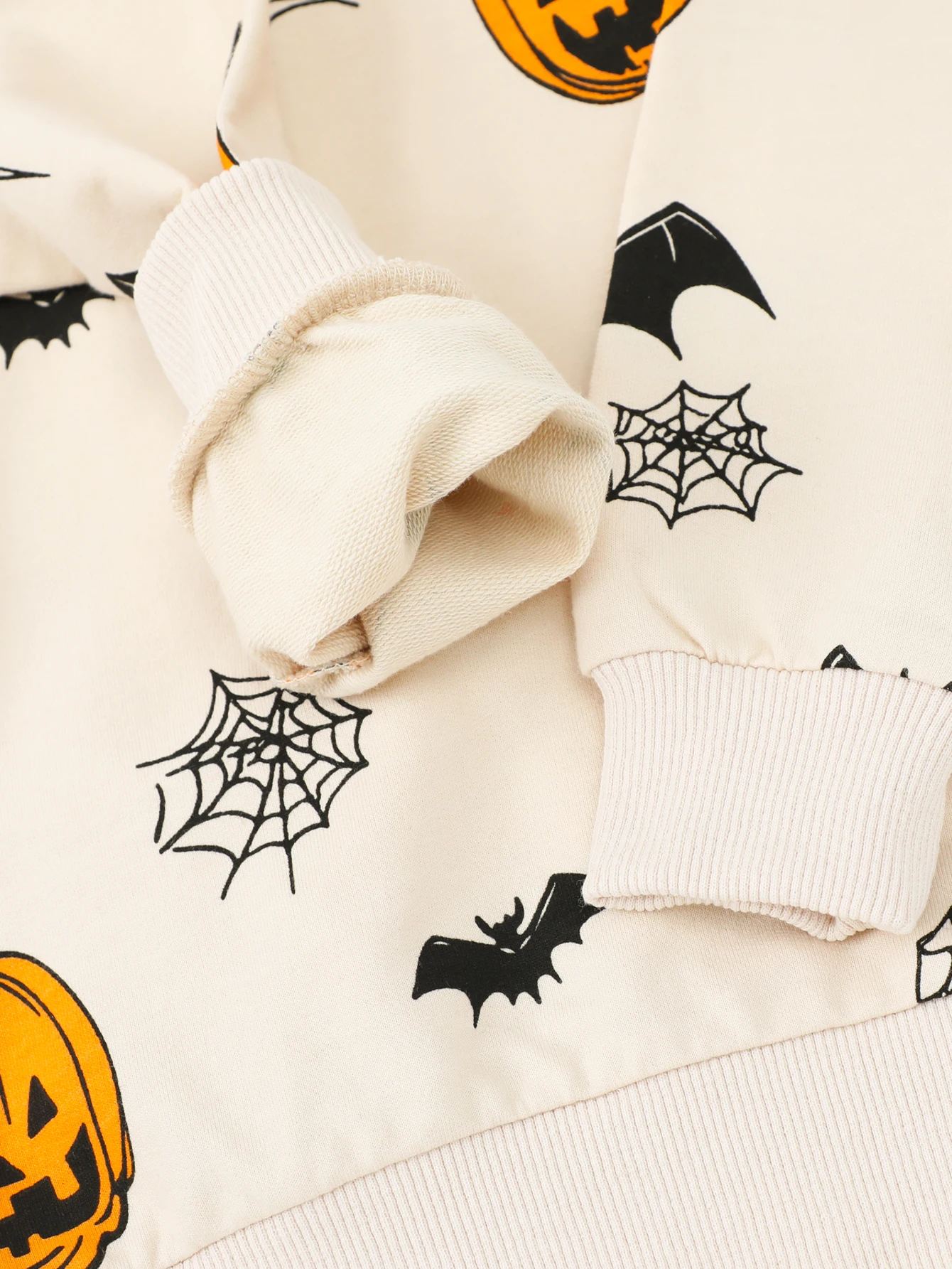 Halloween jongenshoodie met lange mouwen, puur katoen, ronde hals cartoon pompoenvleermuispatroon lente en herfst outdoor casual trui