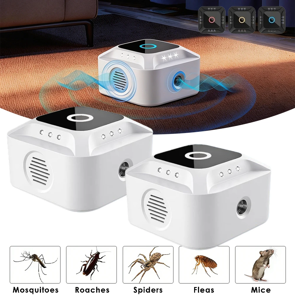 Répulsif à ultrasons pour rongeurs, 360 degrés, 3 modes, répulsif électronique pour rats, efficacement contre les mouches, les cafards, les chauves-souris et les insectes, 1/2 pièces