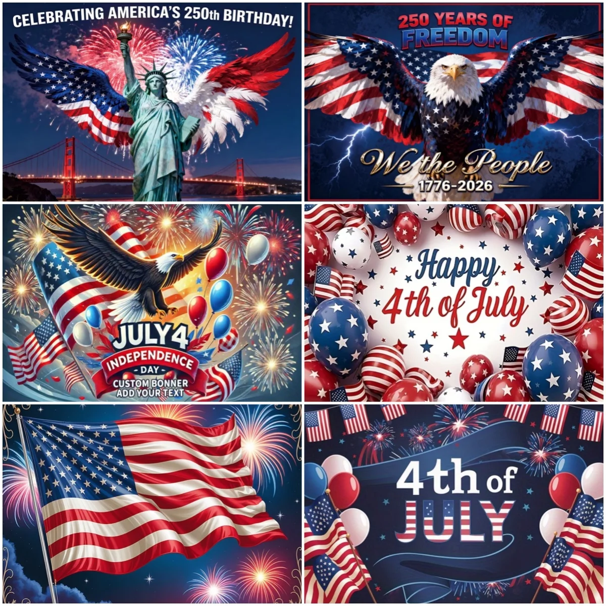

Independence Day Party Theme Background Eagle Balloon July 4th Celebration Decoration Banner USA Flag Backdrop Photo Props Gifts