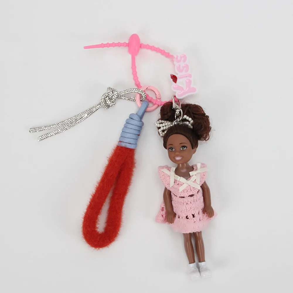 New Cute Doll Pendant Hanging Ornament DIY Change Clothes Car Key Ring Keychain for Barbie Doll