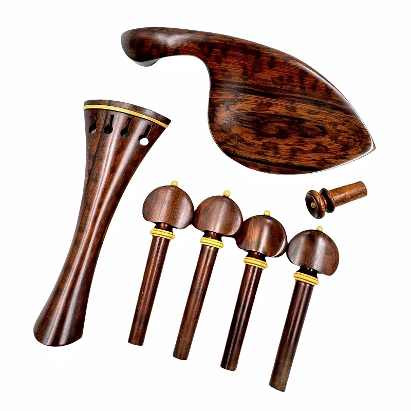 Snakewood 4/4 Violin Pegs Snake Wood Tailpiece letterwood violin Chin Rest Endpin Complete set Violin Parts Accessories