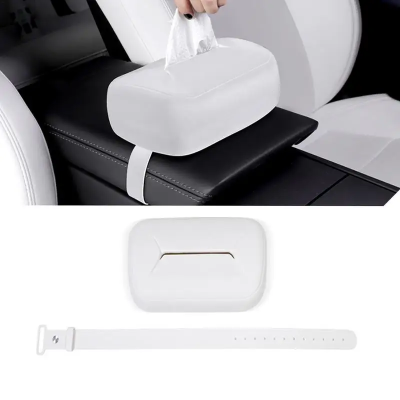 Car Tissue Dispenser Auto Sun Visor Hangable Tissue Organizer Adjustable Strap Auto Interior Paper Box Paper Towel Bag For Car