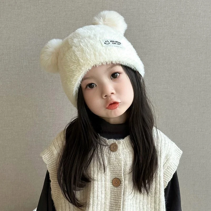 لطيف رقيق كرات آذان لينة أفخم محبوك القبعات الباردة للخارجية بيبي بوي فتاة يندبروف الشتاء الخريف الشتاء الدافئة إيرفلاب قبعات #3
