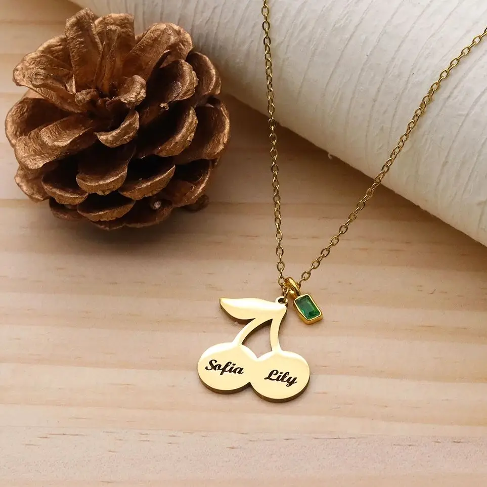 

Персонализированные ожерелья Todorova из нержавеющей стали с именем и изображением вишни для женщин, подарки на день рождения и вечеринки, украшения для индивидуального стиля