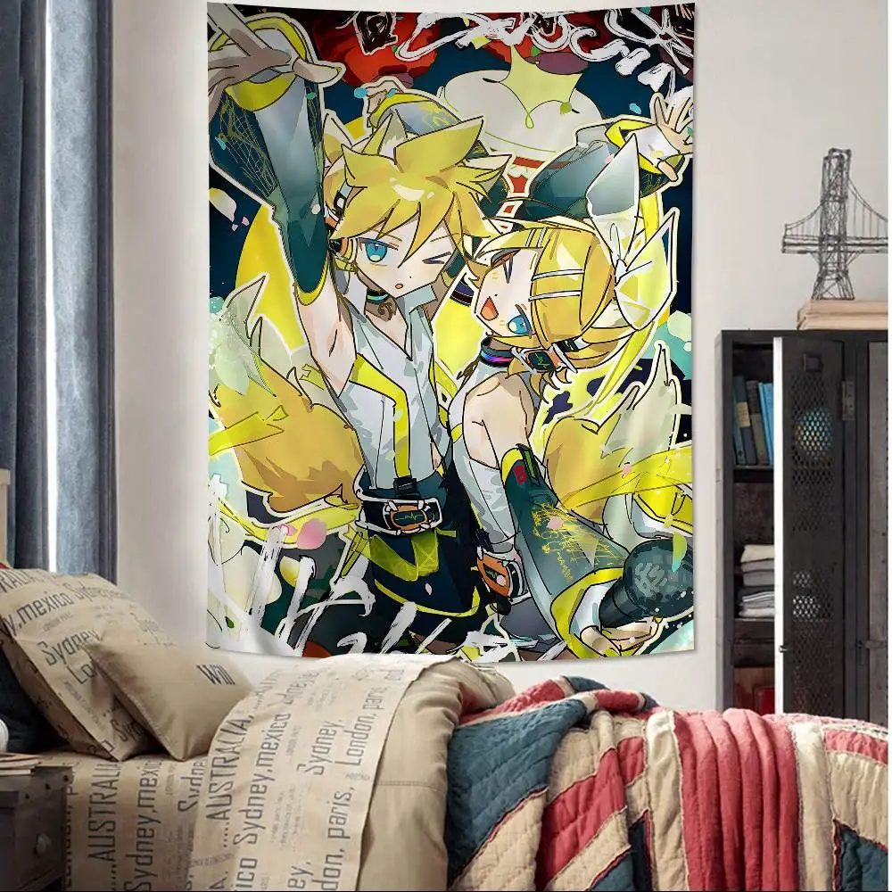 Kagamine Rin And Len cartoon Cartoon Tapestry Art Science Fiction Room Home Decor Wall Hanging Sheets