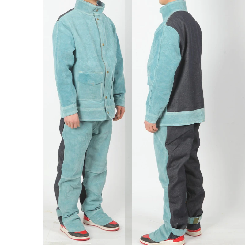 Split Cowhide Welding Work Suit High-temperature Resistant Labor Protection Thermal Insulation Welder Protective