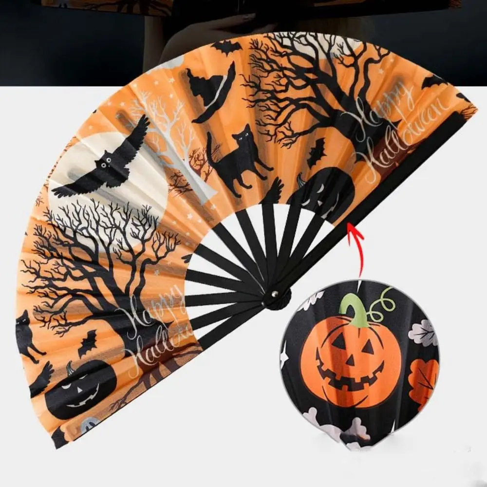 Decoration Accessory 33cm Halloween Folding Fan Durable Plastic Kung Fu Folding Fan Reusable Large Rave Dance Fan Cosplay