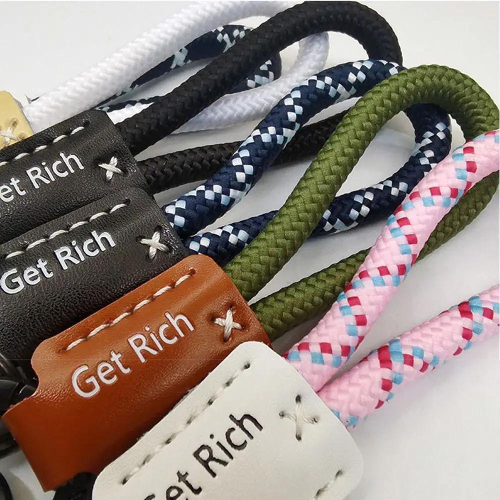 Durable Leather Car Key Ring Black Buckle Anti-lost Wrist Rope with Screwdriver Key Strap Gift
