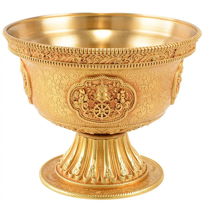 Tibetan Water Offering Bowl Set Copper Holy Cup for Home Altar Buddha Worship Decoration Religious Ceremony