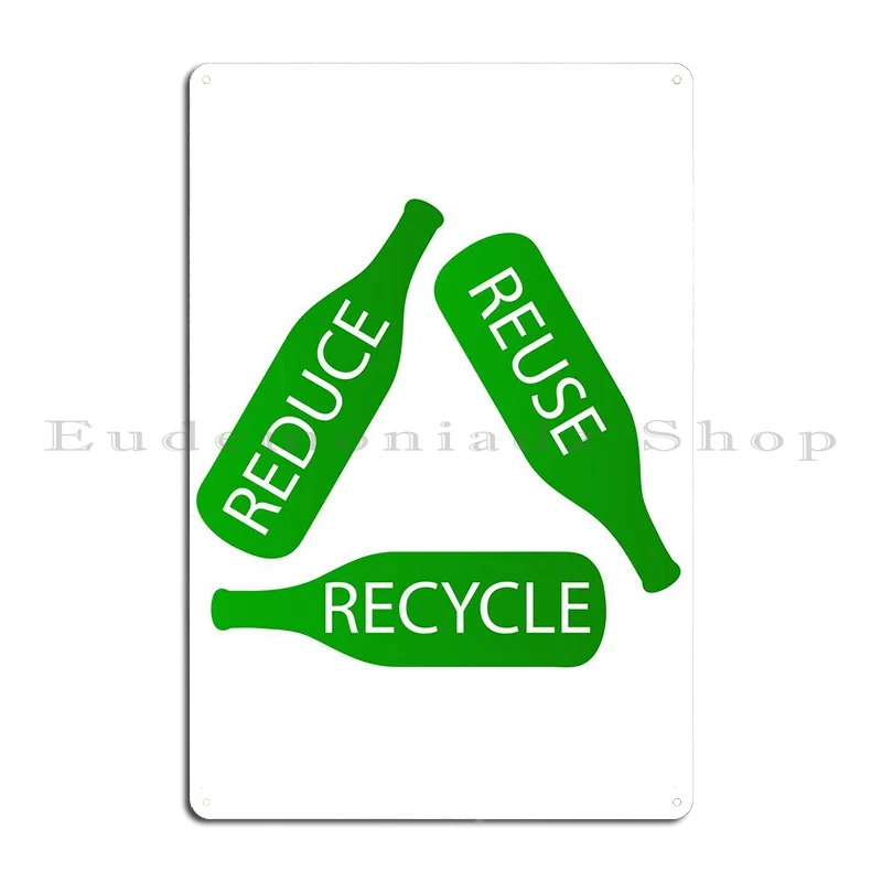 3 Rs Reduce Reuse Recycle Metal Sign Mural Print Wall Decor Pub Designing Tin Sign Poster