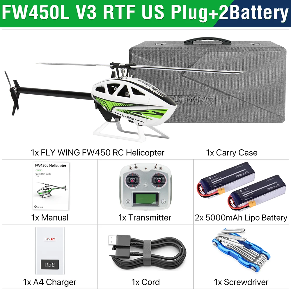 Fly Wing FW450L V3 RC Helicopter Adults Remote Control Helicopter PNP RTF 3D GPS Automatic Return w/H1 Flight Control System 6CH