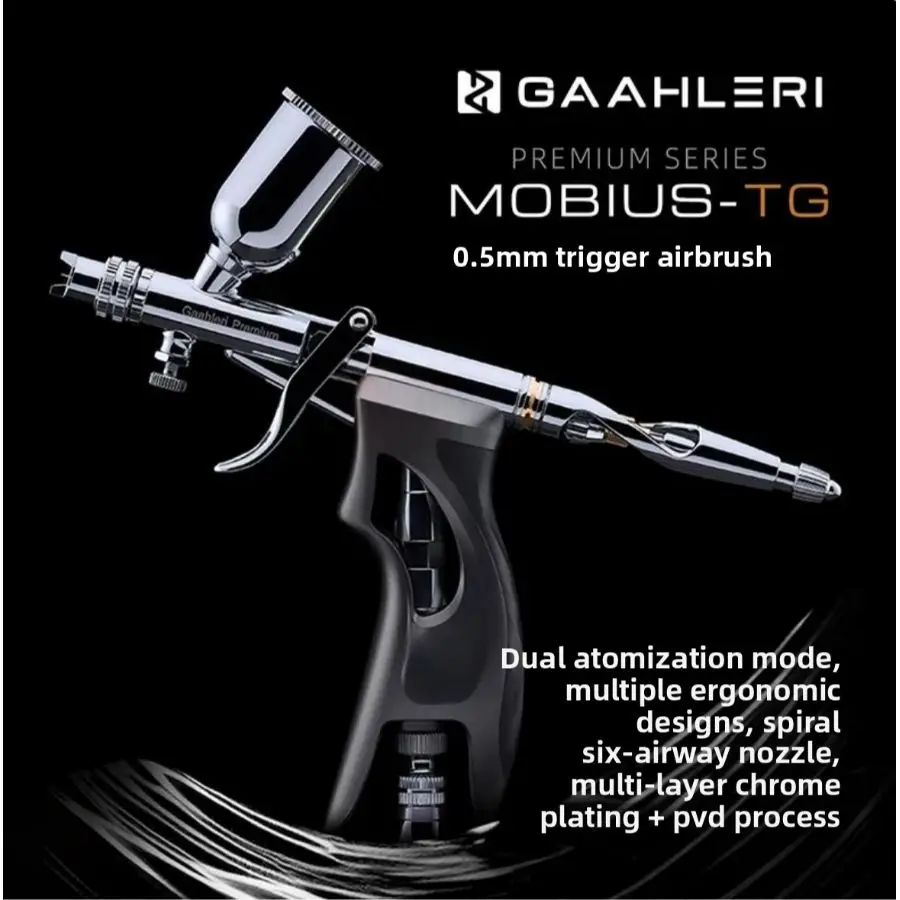 Mobius 44070 0.5mm Trigger Style Coloring Airbrush, with Fan&Round Dual Air Caps