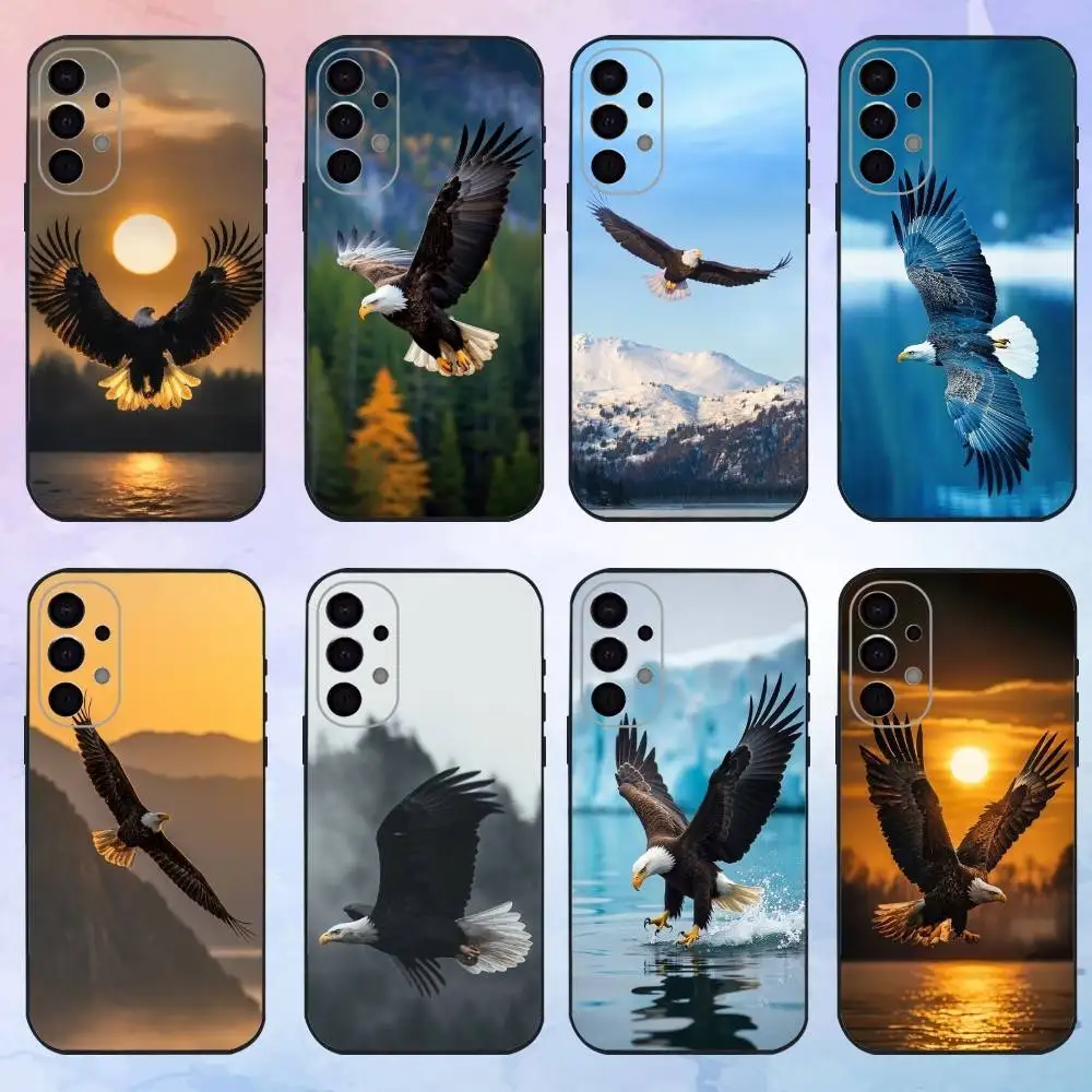 Eagle Cool Animal Phone Case For Samsung S25,S24,S21,S22,S23,S30,Ultra,S20,Plus,Fe,Lite,Note,10,9,5G Black Cover