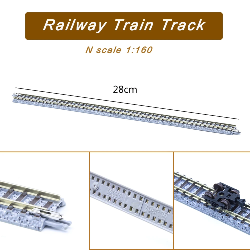 N Scale 1:160 Railway Train Track Model Plastic Alloy Length 28CM Gauge 9MM Architecture Building Layout Without Train Chassis