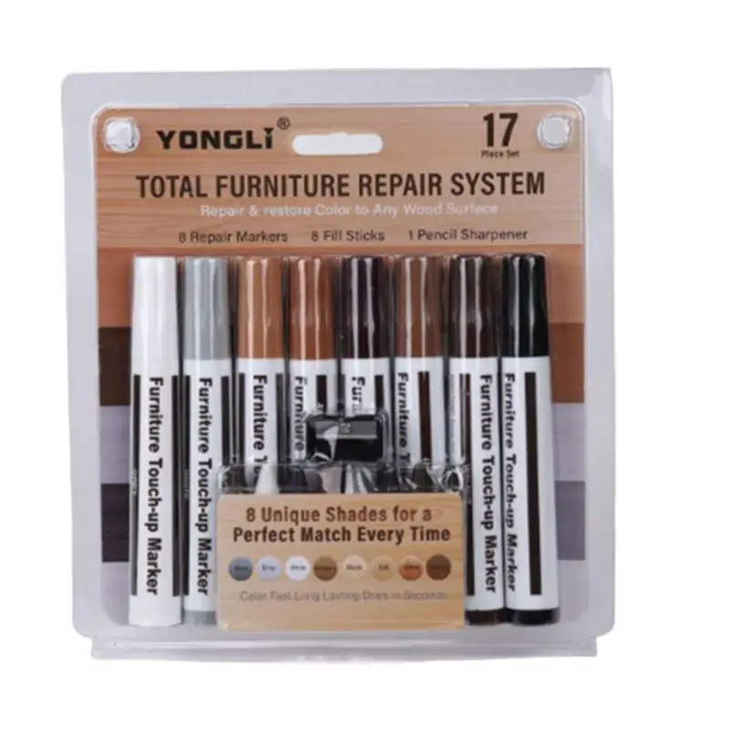 Portable Wood Furniture Scratch Repair Pen Kit Easy Carry Restore Tool for Travel Rental Home Wooden Furniture Fix