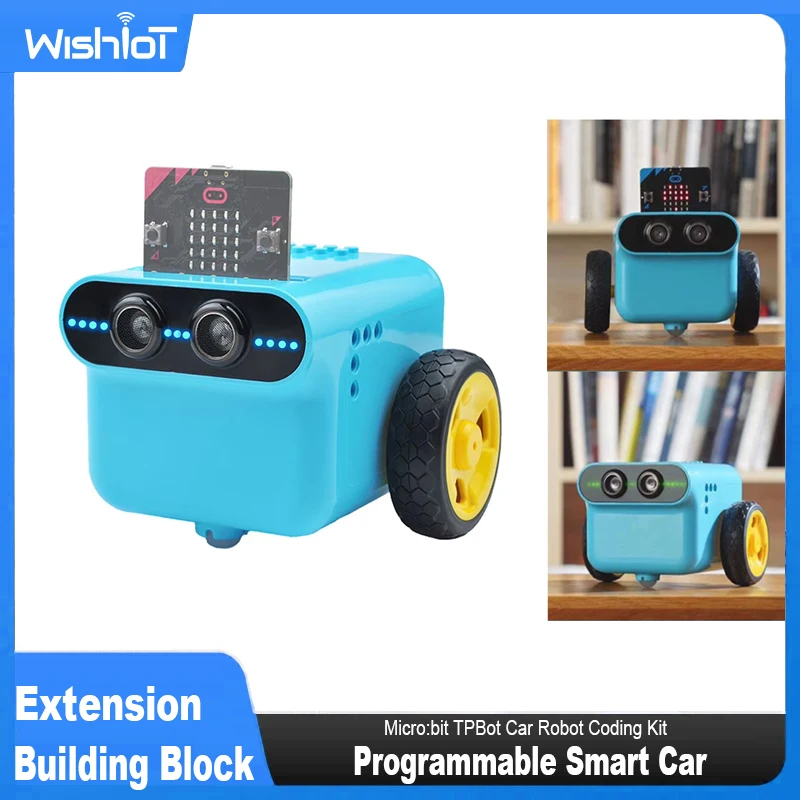 Micro:bit TPBot Kit de codificación de Robot de coche inteligente programable, extensión de bloques de construcción para niños, programación, aprendizaje, enseñanza de clase