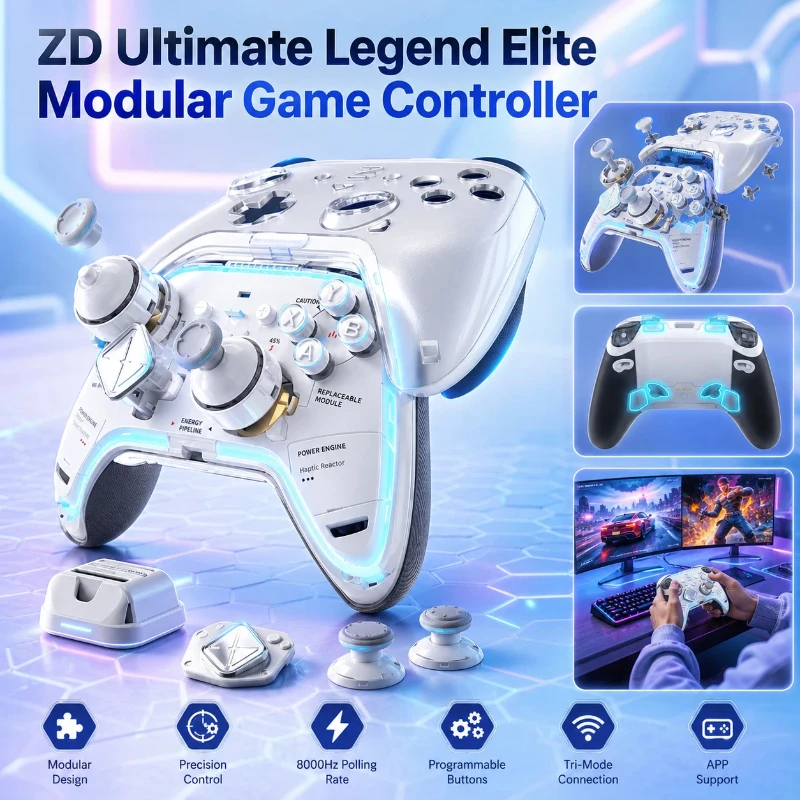 Controller For Pc Zhidong U 8k Modular Wireless Bluetooth Gamepad Co-Op Play Gaming Handle For Steam Switch Android Pc Gaming