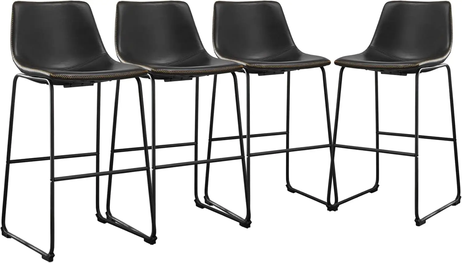 Ensemble de tabourets de bar hauts en similicuir avec dossier et pied en métal, chaises de bar pour cuisine, moderne, recommandé, piste de bar, 30 po, 4 pièces