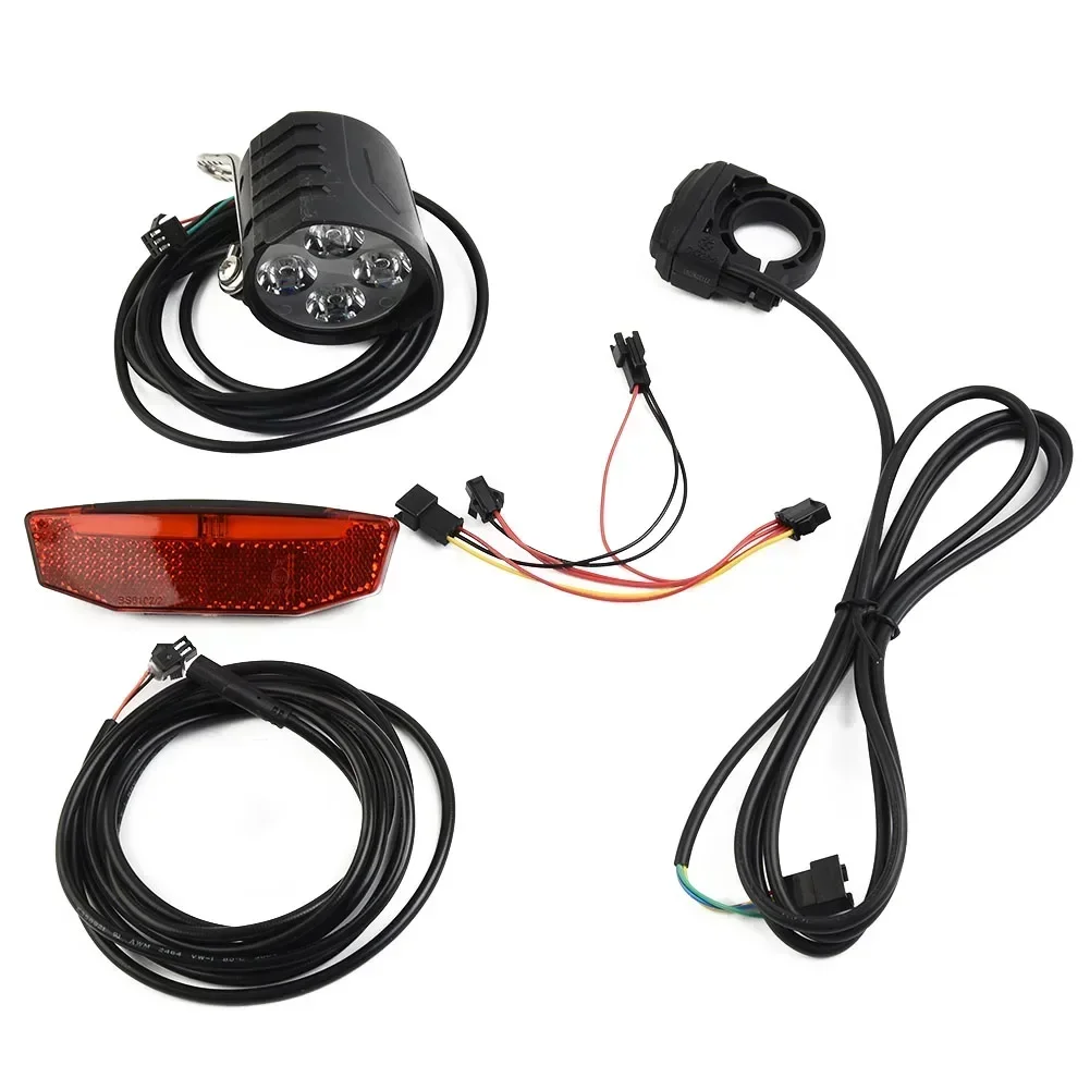 36V-60V Bicycle Light Set 3 Pins Bicycle LED Lamps DK226 Switch Cable Electric Bike Front Light IPX4 Rear Light