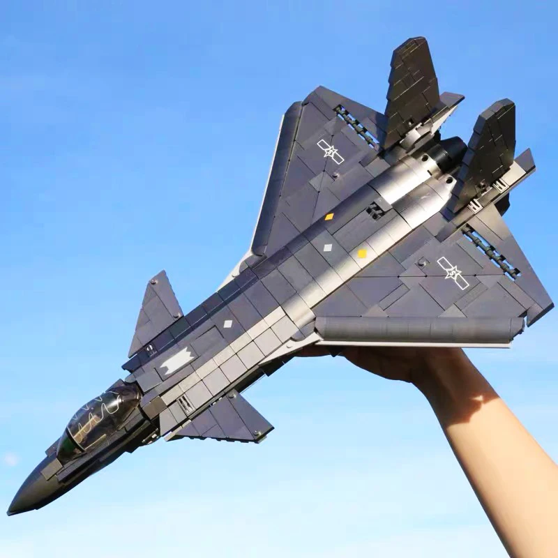 Military Jet China J-20 Fighter Building Block Shipboard Aircrafted Battle-Plane Bricks WW2 Weapon Soldiers Toys For Kid Gift