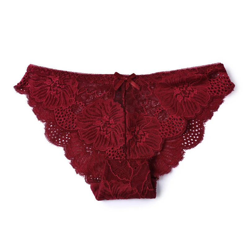 Sexy Panties Woman Lace Briefs Transparent Female Underwear Hollow Out Cotton Crotch Girls Underpants 3 Pcs/Set