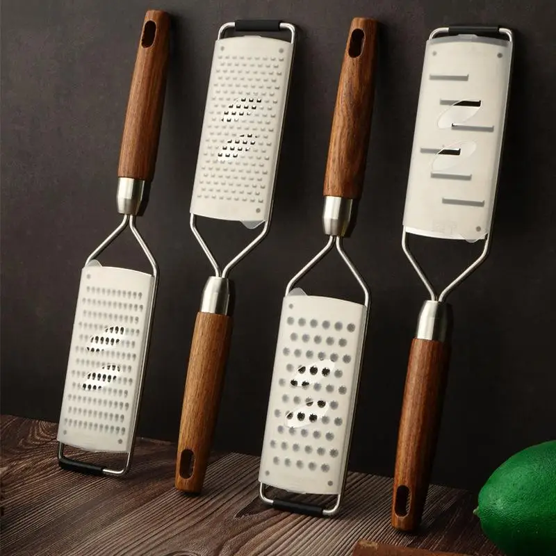 Cheese Grater With Natural Wood Handle Stainless Steel Zester Grater Kitchen Citrus Zester Tool For Ginger Outdoor Tableware