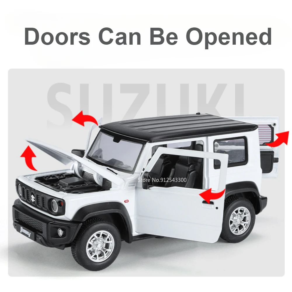 1:24 Suzuki Jimny Cruiser LC80 modelo de coche de juguete puertas de aleación fundidas abiertas tirar hacia atrás sonido luz modelos de vehículos regalos para niños