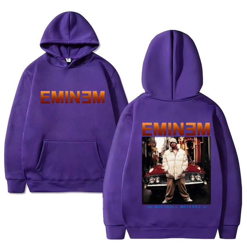 Hot singer Eminem Music vintage Double Sided print Hoodie Men Women Casual Loose Sweatshirt Unisex Fleece Long sleeve pullovers