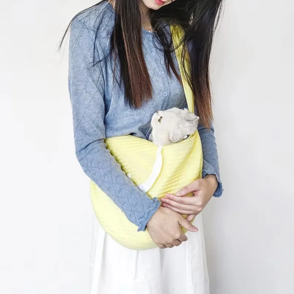 Mochila portátil hecha a mano para mascotas, bolsa suave transpirable para perros, cómoda bolsa de salida para gatos, suministros