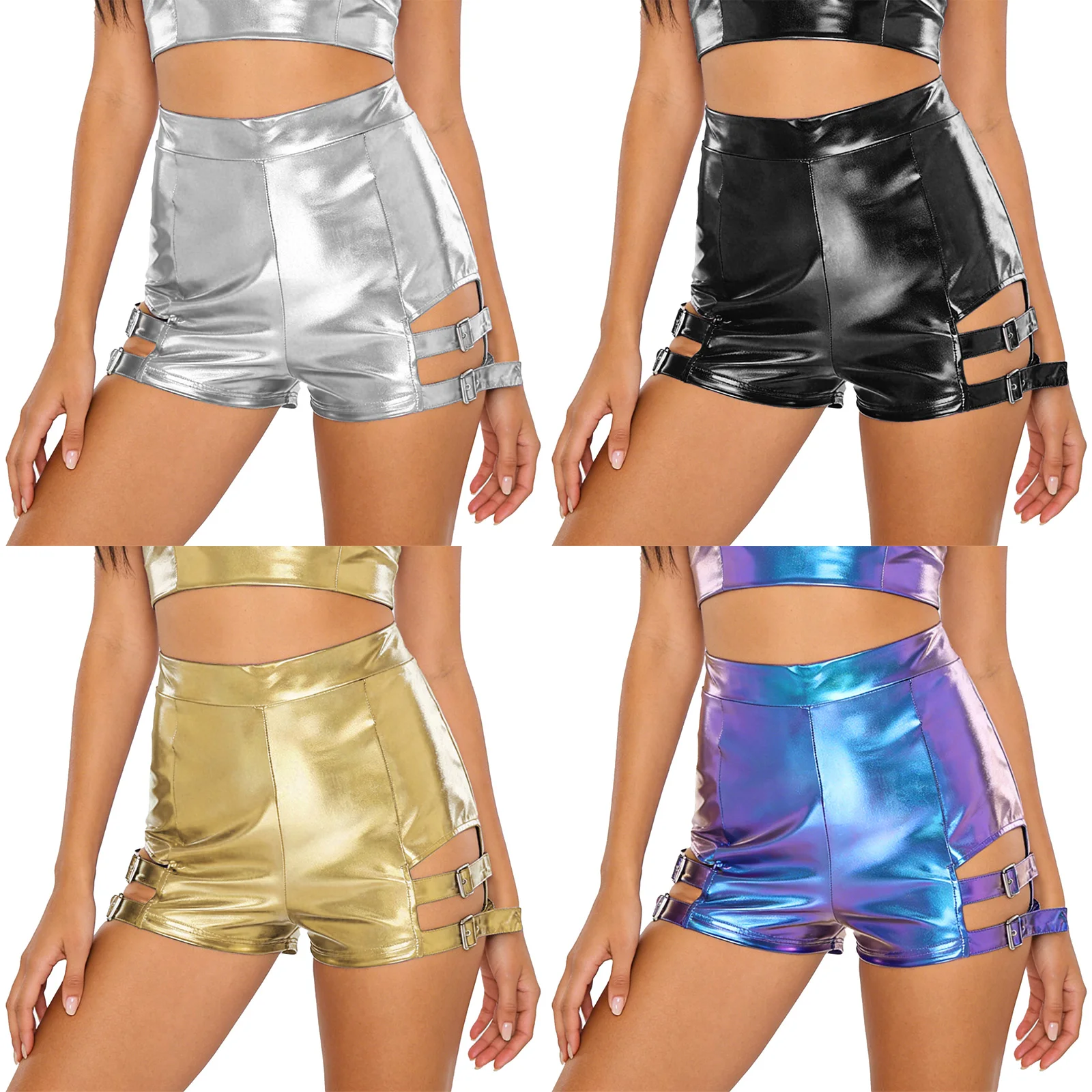 النساء لامع يهتف الغنيمة الرقص السراويل عالية الخصر الجمباز السراويل الساخنة الغنيمة السراويل لامعة مرحلة الأداء قيعان Dancewear