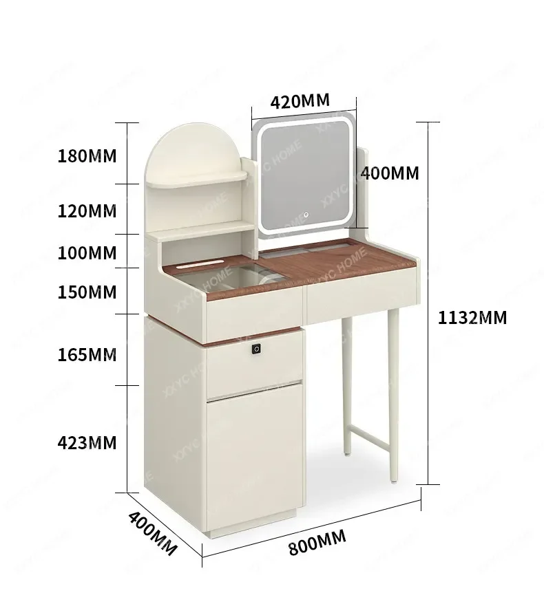 AA Cream Wind Solid Wood Dresser Storage Cabinet Integrated Bedroom Premium Makeup Table
