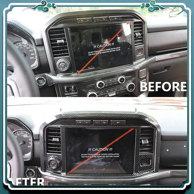 

Premium Central Control Navigation Screen Panel Cover For Ford F150 2021 2022 2023 Accessories - ABS Carbon Fiber