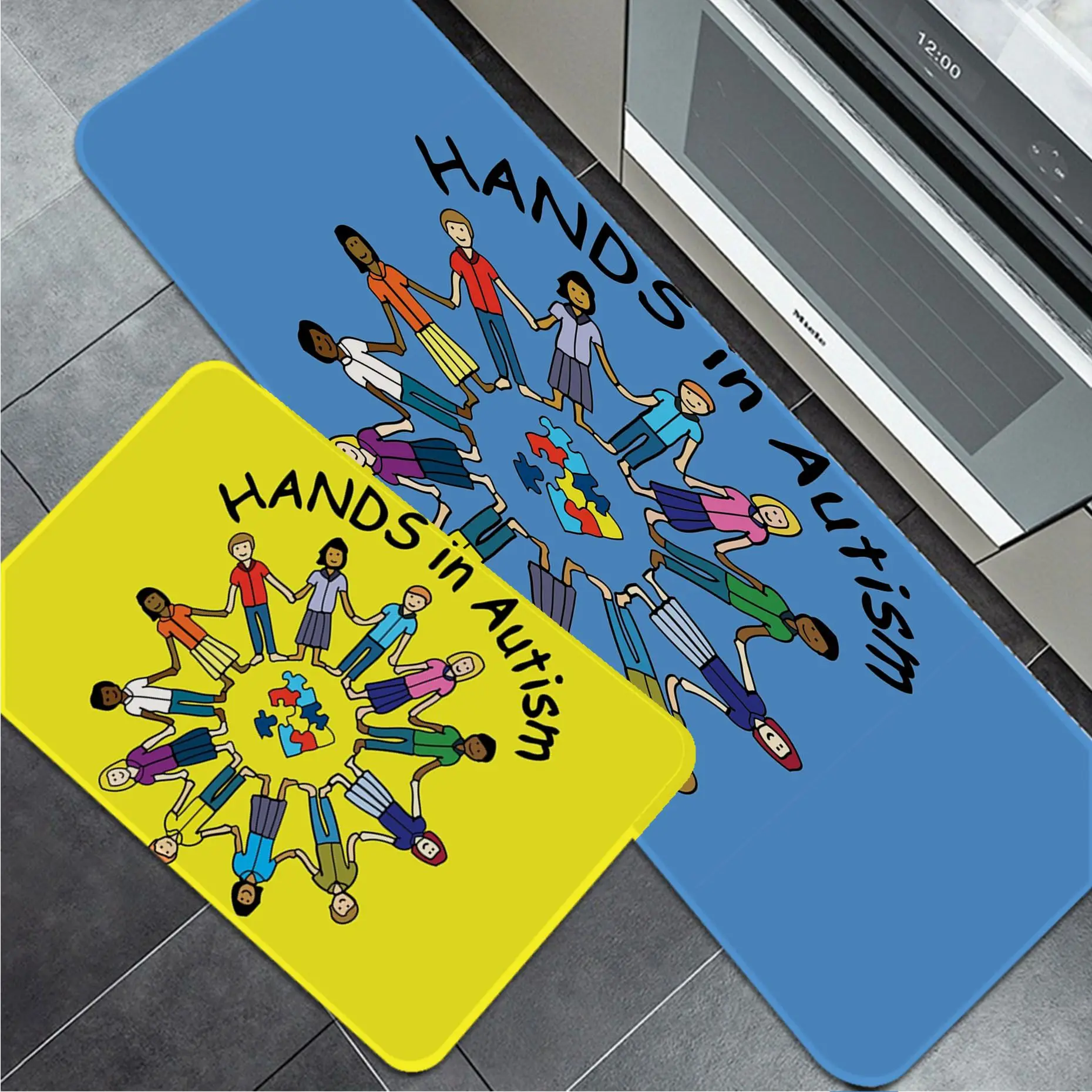 Autism Awareness Pattern Hallway Carpet Cheaper Anti-slip Modern Living Room Balcony Printed Welcome Rug