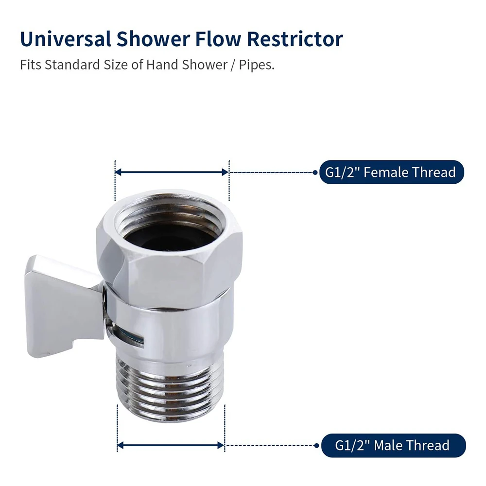 Water Flow Control Shut Off Valve, Brass Adjustable Water Pressure Regulator for Hand Held Shower Head & Bidet Sprayer