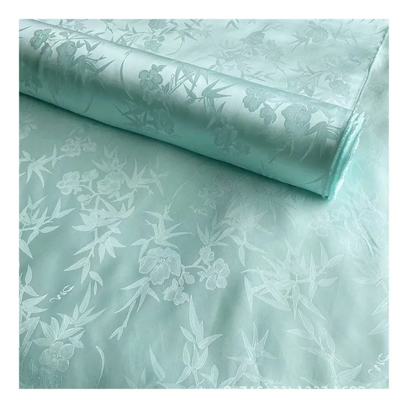 ผ้าไหมแจ็คการ์ดซาตินลายดอกไม้สำหรับฤดูใบไม้ผลิและฤดูร้อน ผ้าฉลุลายสำหรับเสื้อฮั่นฝูและกี่เพ้าสไตล์จีน