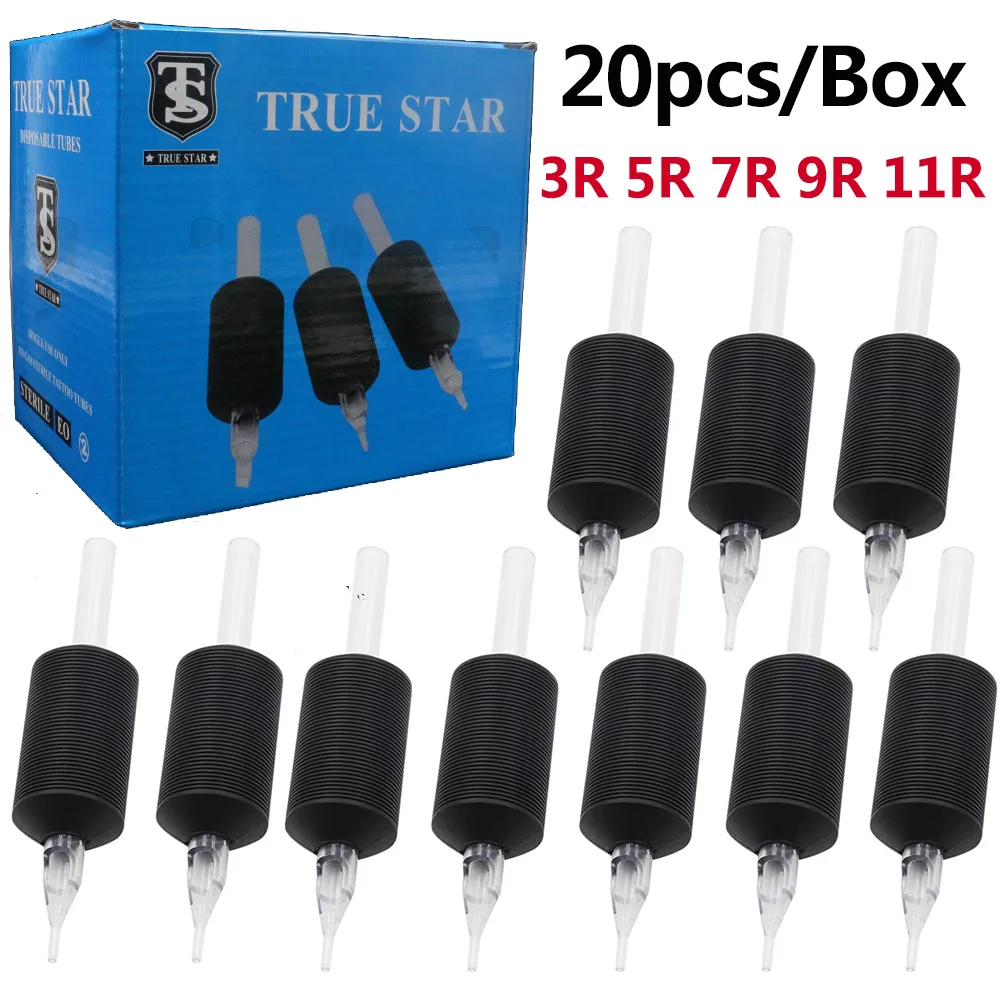 

20/10 шт., 25 мм, одноразовые стерилизованные прозрачные трубки для захвата татуировки и насадки 3R 5R 7R 9R 11R, принадлежности для игл для татуировки