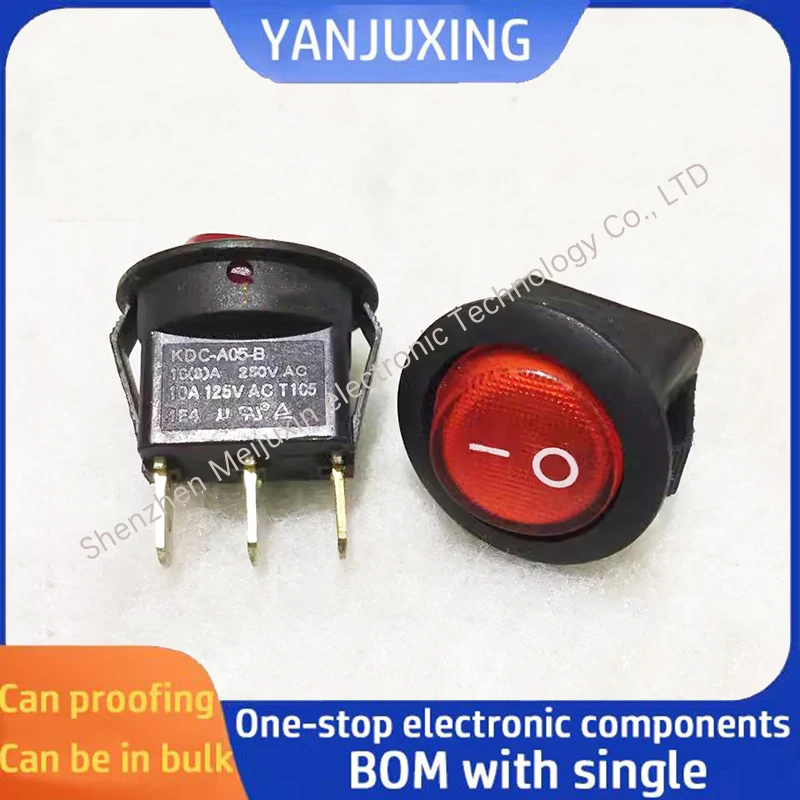 1~5pcs/lot KCD-A05-B Circular boat switch with light 3 pin 2 speed boat switch 10A 250V Super power