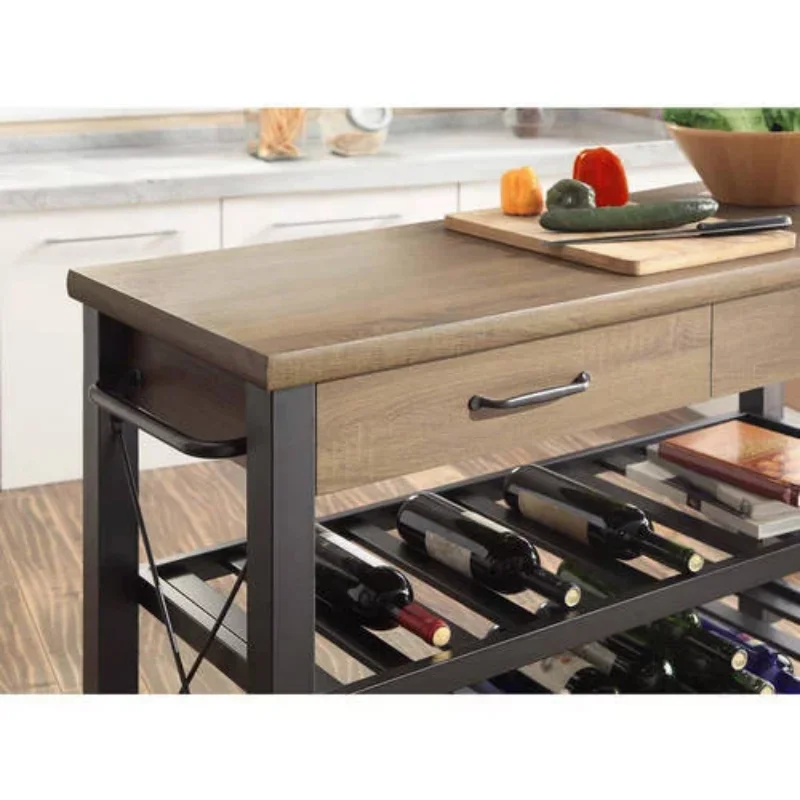 Whalen Santa Fe Kitchen Cart with TV Stand Feature