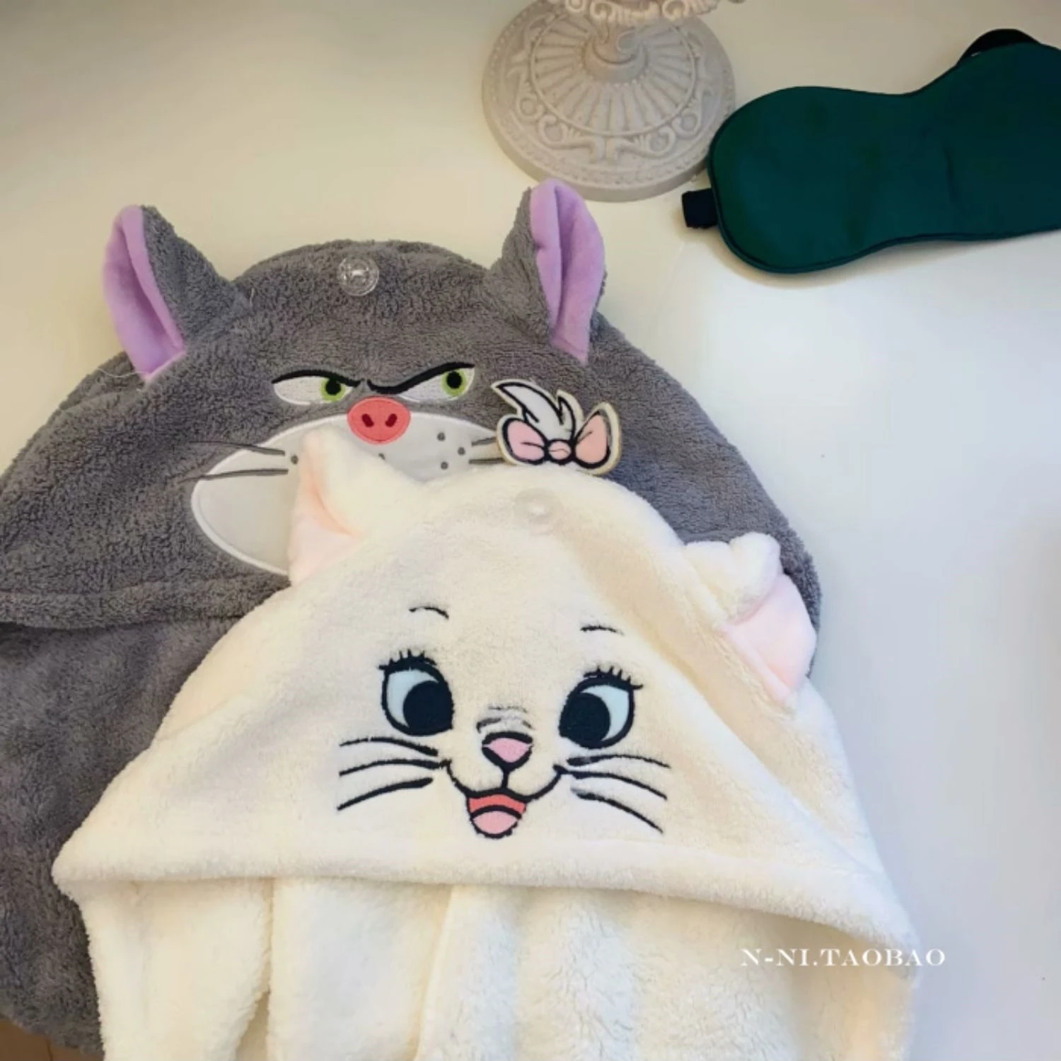 Cute Lucifer Cat Marie Cat Dry Hair Cap Women Plush Towels Shower Cap Towel Bath Hats Quick Drying Soft Lady Turban Head Girl