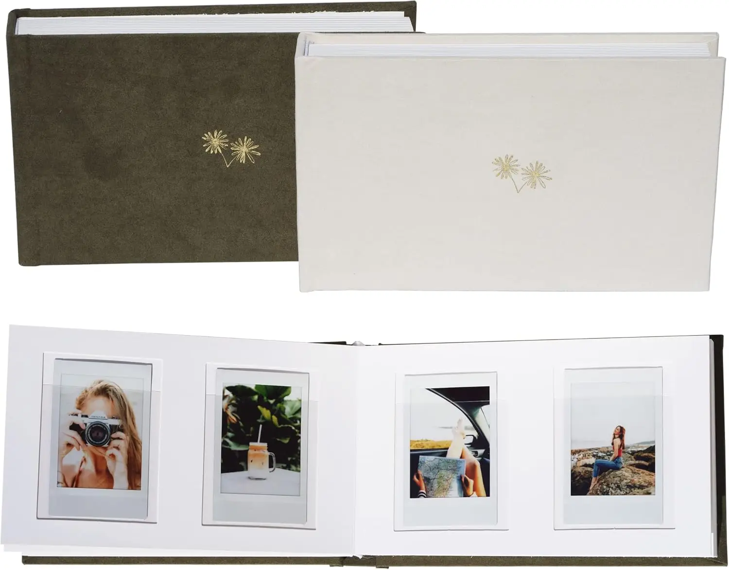 

3 Inch Vegan Leather Hardcover Mini Photo Album with Writing Space 52 Pockets Compatible with Fujifilm Instax Mini 11 9