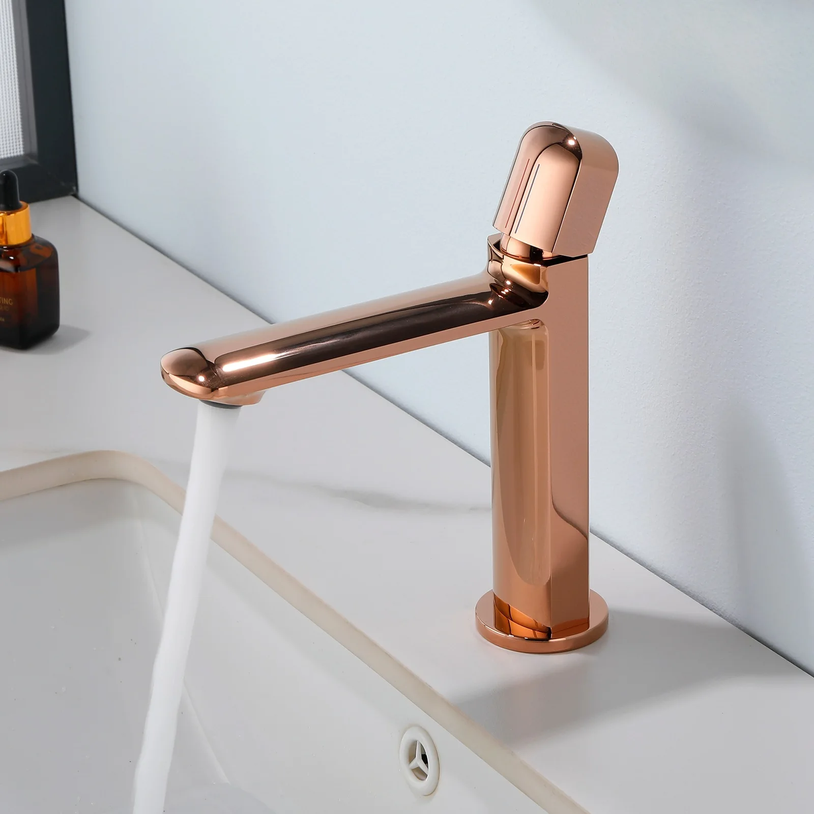 Bathroom Utensils Mixing Faucet Creative Design Rose Gold Cold And Hot Basin Faucets One Hole Sink Metal Tap Accessories Bath