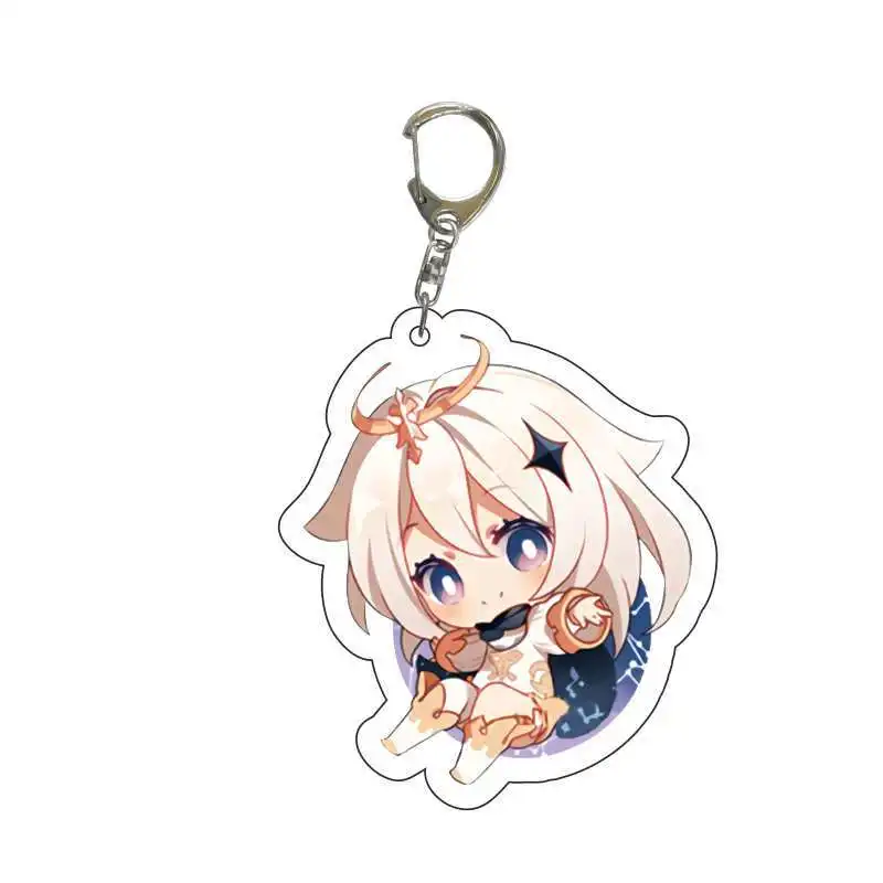 Impact Keychains Xiao Venti Kaeya Paimon Klee Diluc Zhongli Keqing Qiqi Acrylic Pendant Chibi Accessories Gift Jewelry