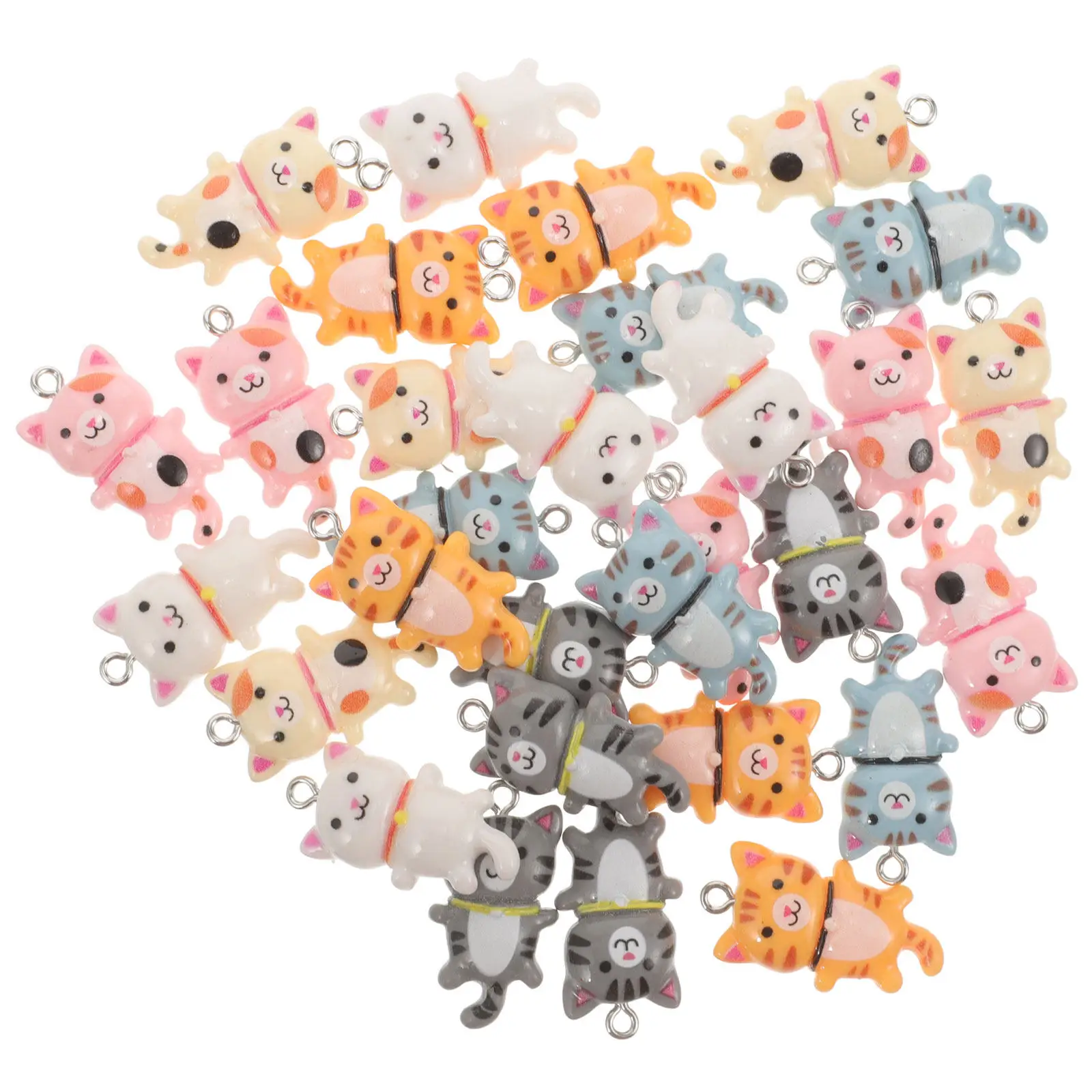 

30Pcs Personality Expressing Resin Cat Charms for DIY Jewelry Making Necklace Bracelet Earring Keychain Phone Pendant Craft